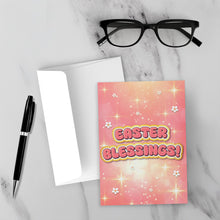 Load image into Gallery viewer, Pink &amp; Gold Sparkles &amp; Flowers - Easter Blessings - Happy Easter Greeting Cards