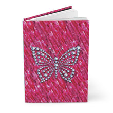 Load image into Gallery viewer, Pink Rhinestone Butterfly Hardcover Journal — Sparkle Writing Notebook