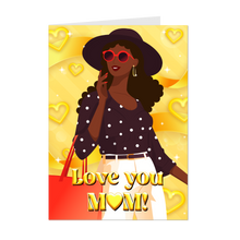 Load image into Gallery viewer, Polka Dots, Sunglasses &amp; Hat - Love You Mom - Stylish Mom - Happy Mother's Day Cards - Smiling Woman