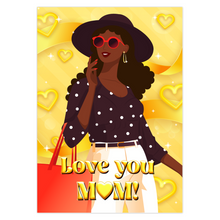 Load image into Gallery viewer, Polka Dots, Sunglasses &amp; Hat - Love You Mom - Stylish Mom - Happy Mother's Day Cards - Smiling Woman 