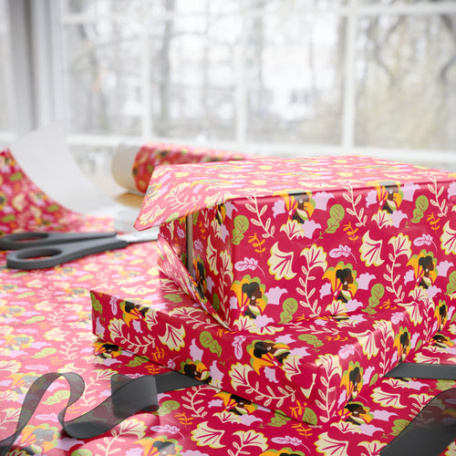 Pure Elegance - African American Woman - Floral Gift Wrapping Paper Roll - Wrapped Gifts
