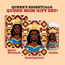 Load image into Gallery viewer, Queen's Essentials: Queen Mom Scented Candle + Notebook + Greeting Card Mother's Day Gift Set