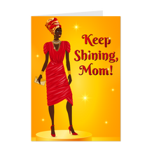 Load image into Gallery viewer, Red Dress, Jewelry &amp; Turban - African American Mom - Keep Shining Mom - Happy Mother's Day Greeting Cards