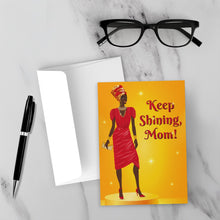 Load image into Gallery viewer, Red Dress, Jewelry &amp; Turban - African American Mom - Keep Shining Mom - Happy Mother's Day Greeting Cards