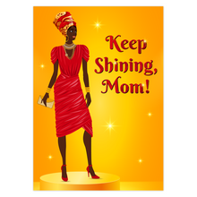 Load image into Gallery viewer, Red Dress, Jewelry &amp; Turban - African American Mom - Keep Shining Mom - Happy Mother's Day Greeting Cards