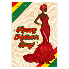 Load image into Gallery viewer, Red Sequin Gown - African American Mom - Happy Mother's Day Greeting Cards - Stylish Mother