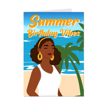 Load image into Gallery viewer, Relaxing Happy Birthday Vibes - Summer Birthday Vibes - Black Card Shop - Front