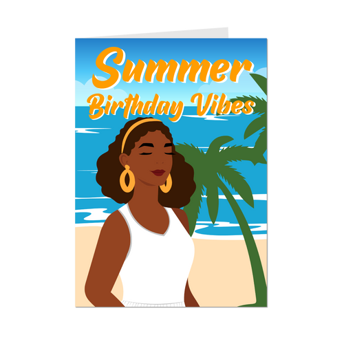 Relaxing Happy Birthday Vibes - Summer Birthday Vibes - Black Card Shop - Front