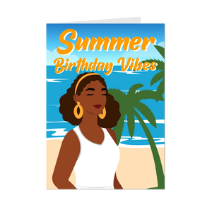 Relaxing Happy Birthday Vibes - Summer Birthday Vibes - Black Card Shop - Front