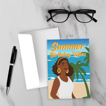 Load image into Gallery viewer, Relaxing Happy Birthday Vibes - Summer Birthday Vibes - Black Card Shop - Front (With Background)