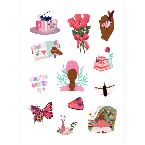 Relaxing Spa Day - African American Premium Sticker Set - Sample