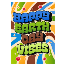 Load image into Gallery viewer, Retro Swirl - Happy Earth Day Vibes - Black Stationery Greeting Card Shop - Flowers