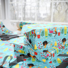 Load image into Gallery viewer, Summer Beach Fun - African American Woman - Gift Wrapping Paper Roll (Afro Hair)