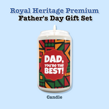 Load image into Gallery viewer, Royal Heritage Premium: Greeting Card + Coffee Mug + Hardcover Journal + Scented Candle + Accessory Bag — African American Father's Day Gift Set