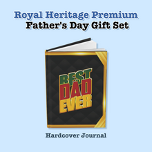 Load image into Gallery viewer, Royal Heritage Premium: Greeting Card + Coffee Mug + Hardcover Journal + Scented Candle + Accessory Bag — African American Father's Day Gift Set
