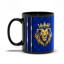 Load image into Gallery viewer, Royal Lion Crown Coffee Mug - Elegant Blue &amp; Gold Design - Gift Giving for Him