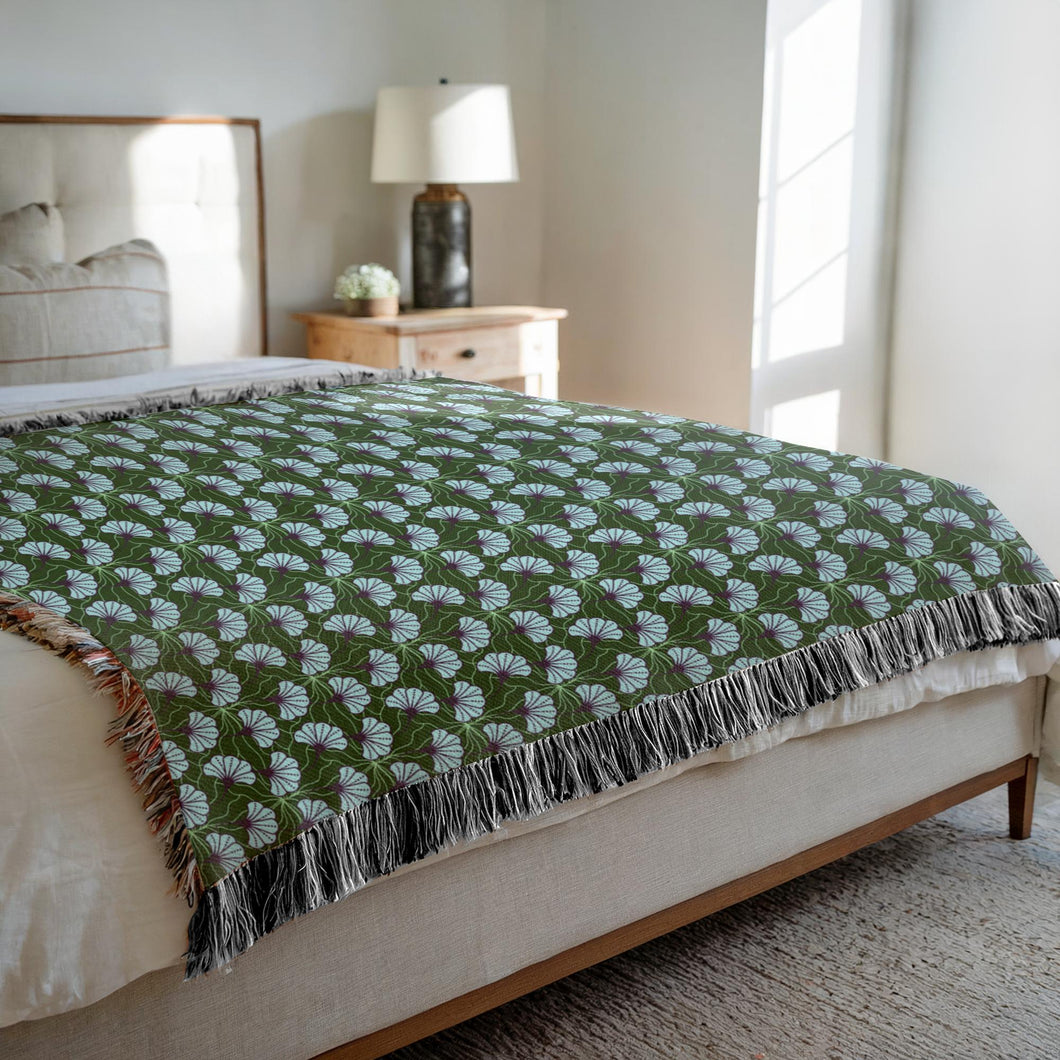 Sea Blue - Cozy Decorative Woven Blankets - 3 Sizes - Home Décor & Gift Giving on Sample Bed