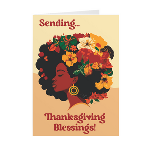 Golden - Sending Thanksgiving Blessings - African American Woman - Card