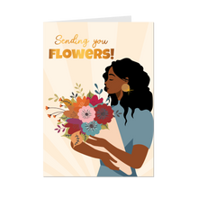 Load image into Gallery viewer, Sending You Flowers - Stylish Black Woman - African American Card Shop - Front