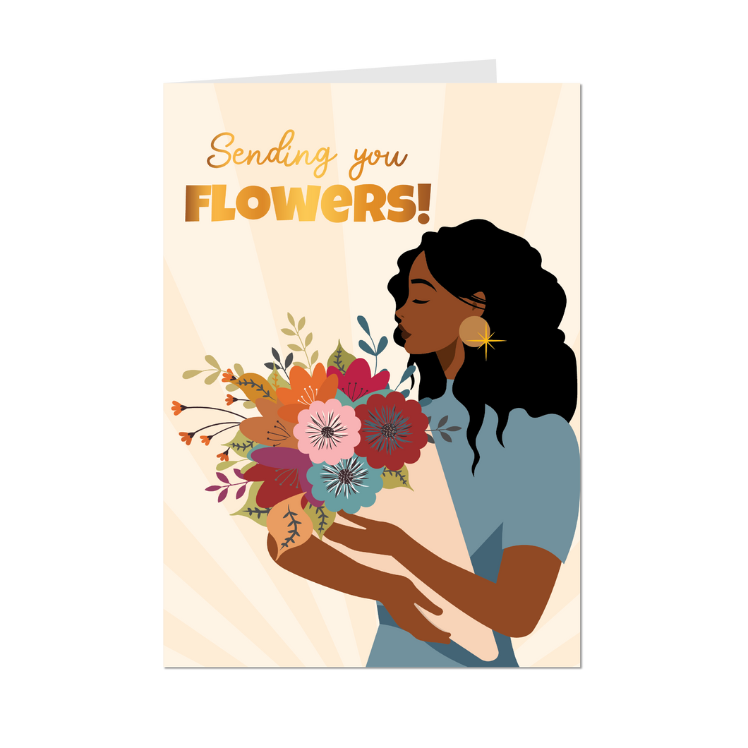Sending You Flowers - Stylish Black Woman - African American Card Shop - Front