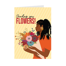 Load image into Gallery viewer, Sending You Flowers - Stylish Black Woman - Black Card Shop -  Front