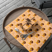 Load image into Gallery viewer, Sending You Pure Sunshine - African American Woman - Yellow Gift Wrapping Paper - Afro Hair Gift box on patterned paper with scissors on a wooden tray