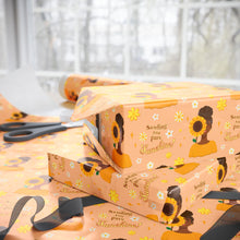 Load image into Gallery viewer, Sending You Pure Sunshine - African American Woman - Yellow Gift Wrapping Paper - Braided Hair Front