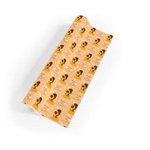 Load image into Gallery viewer, Sending You Pure Sunshine - African American Woman - Yellow Gift Wrapping Paper - Braided Hair Patterned fabric roll with duck design on a white background
