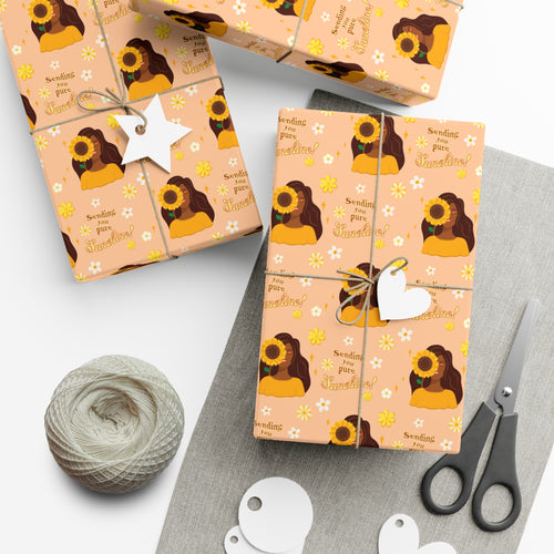 Sending You Pure Sunshine - African American Woman - Yellow Gift Wrapping Paper (LH) Main
