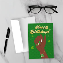 Load image into Gallery viewer, Shamrock Bracelet - Well Manicured Nail Designs - Happy Birthday Greeting Card - St Patrick's Day mockup