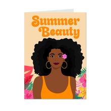 Load image into Gallery viewer, She&#39;s A Summer Beauty - African American Woman - Black Card Shop - Front
