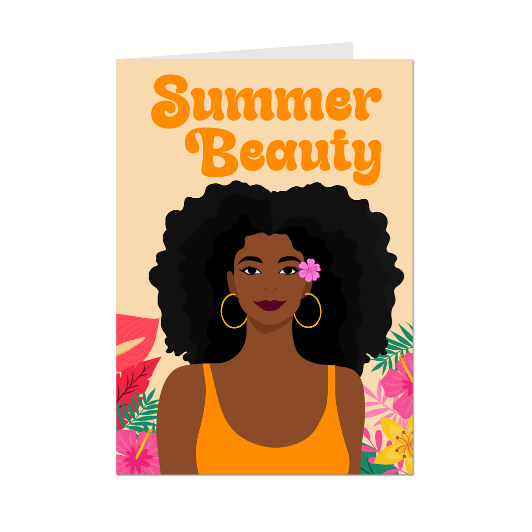 She's A Summer Beauty - African American Woman - Black Card Shop - Front