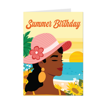 Load image into Gallery viewer, She&#39;s Glowing - African American Woman - Summer Birthday Greeting Cards - Front