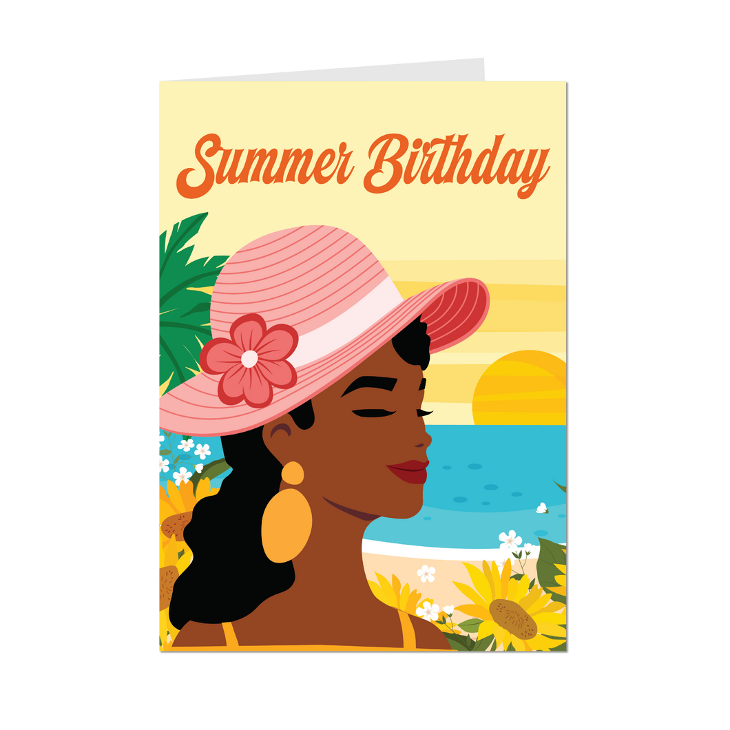 She's Glowing - African American Woman - Summer Birthday Greeting Cards - Front