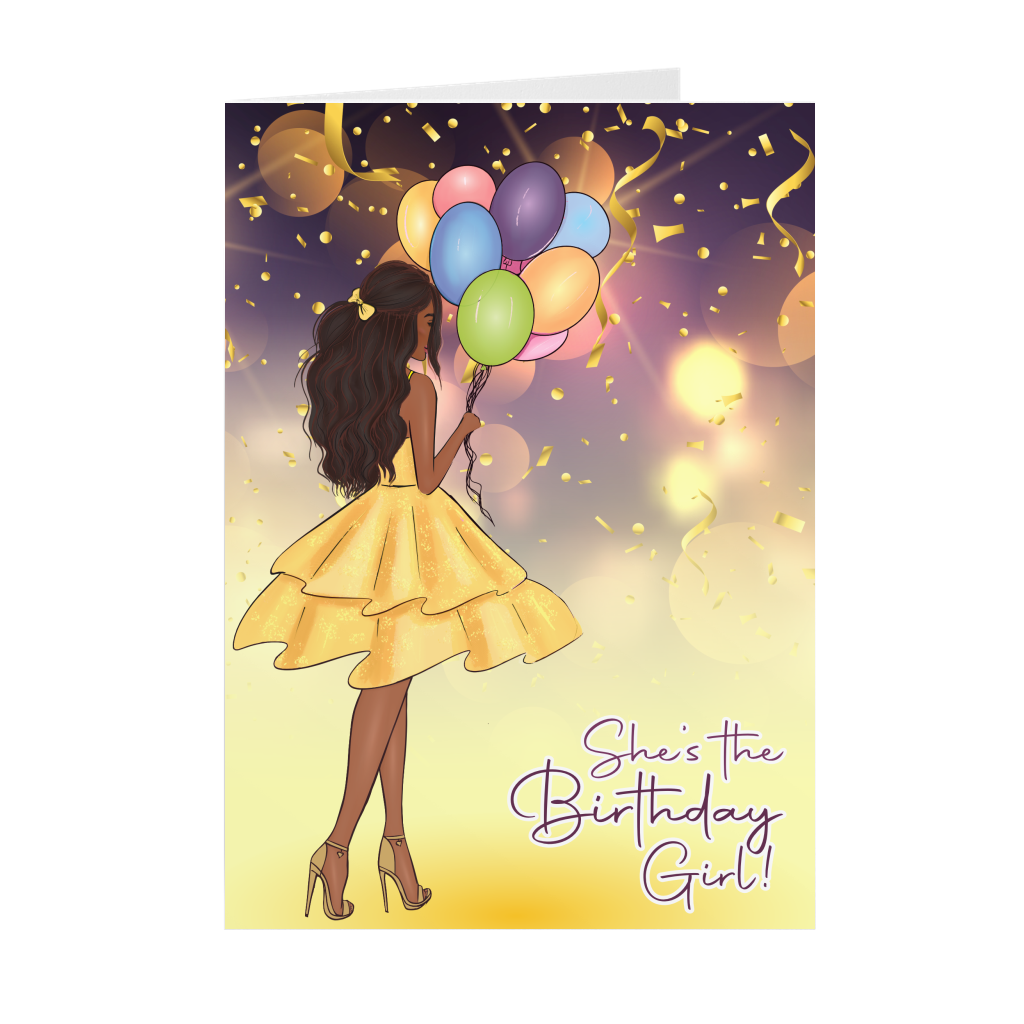 She's the Birthday Girl - African American Woman - Birthday Card