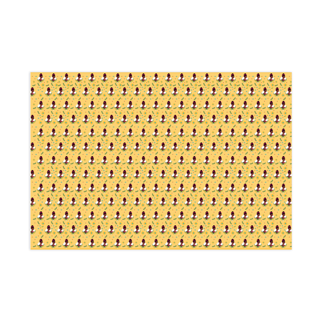 Shining Bright - African American Woman - Floral Gift Wrapping Paper Roll - Landscape Close-up