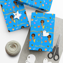 Load image into Gallery viewer, African American Mermaid Blue Gift Wrapping Paper (Short Hairstyle)