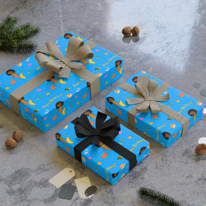 African American Mermaid Blue Gift Wrapping Paper (Short Hairstyle)
