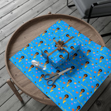 Load image into Gallery viewer, African American Mermaid Blue Gift Wrapping Paper (Short Hairstyle)
