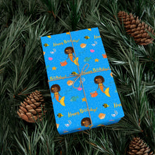 Load image into Gallery viewer, African American Mermaid Blue Gift Wrapping Paper (Short Hairstyle)