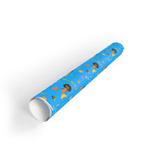 Load image into Gallery viewer, African American Mermaid Blue Gift Wrapping Paper (Short Hairstyle)