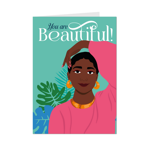 Short Hairstyle Black Beauty - You Are Beautiful Greeting Cards - Front