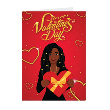 Load image into Gallery viewer, Smiling Heart Inside Out - African American Woman - Valentine's Day Card (Dreadlocks Hairstyle)