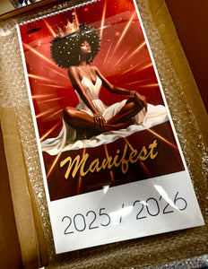 2025 Black Stationery African American Wall Calendar - MANIFEST!