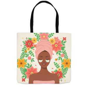 Spa Day - African American Woman - Reusable Shopping Tote Bags Side B