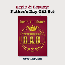Load image into Gallery viewer, Style &amp; Legacy 4-Piece Gift Set: Greeting Card + Coffee Mug + Hardcover Journal + Accessory Bag — African American Father's Day Gift Set
