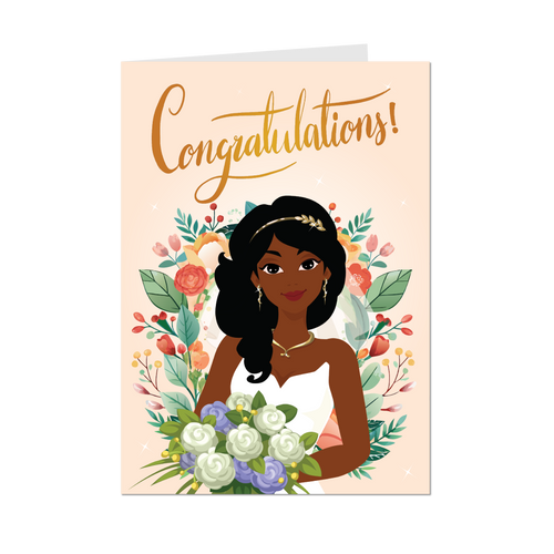 Stylish African American Bride - Congratulations - Wedding Card Shop