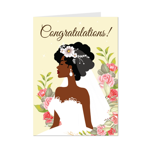 Stylish African American Bride - Congratulations Vibes - Wedding Card Shop