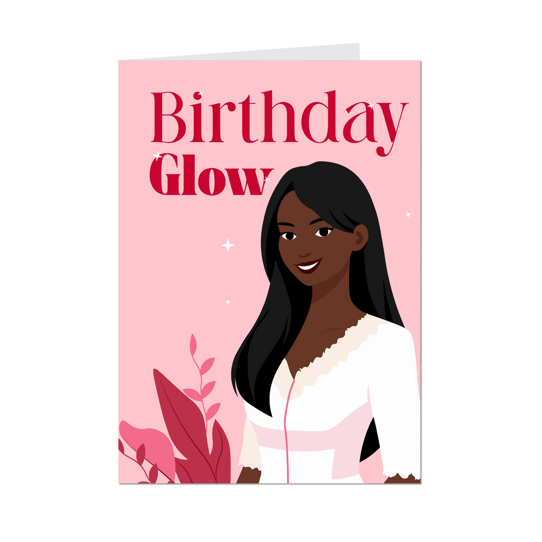Stylish Birthday Glow - African American Birthday Greeting Card Shop - Front