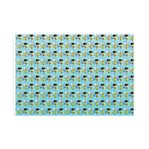 Summer Beach Fun - African American Woman - Gift Wrapping Paper Roll - Landscape Close-up